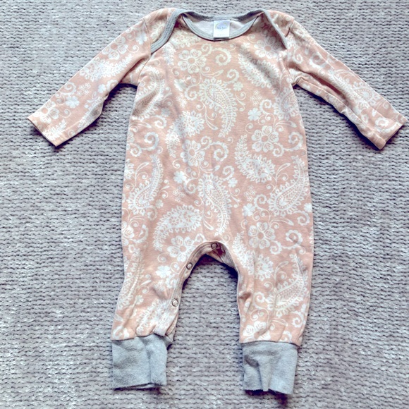 Tesa Babe Floral Jumpsuit Romper Onesie Paisley Flowers Peach Pink 6-12 months - Picture 3 of 5